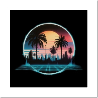 80s Vaporwave Palm Trees Sunset florida Posters and Art